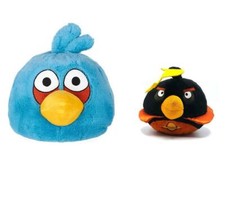 2 Angry Birds 8" Blue Jay 2010 w/ Sound  5" Black Bomb 2012 Plush Commonwealth