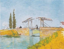 oil painting handpainted on canvas " The Bridge with a lady with umbrella"