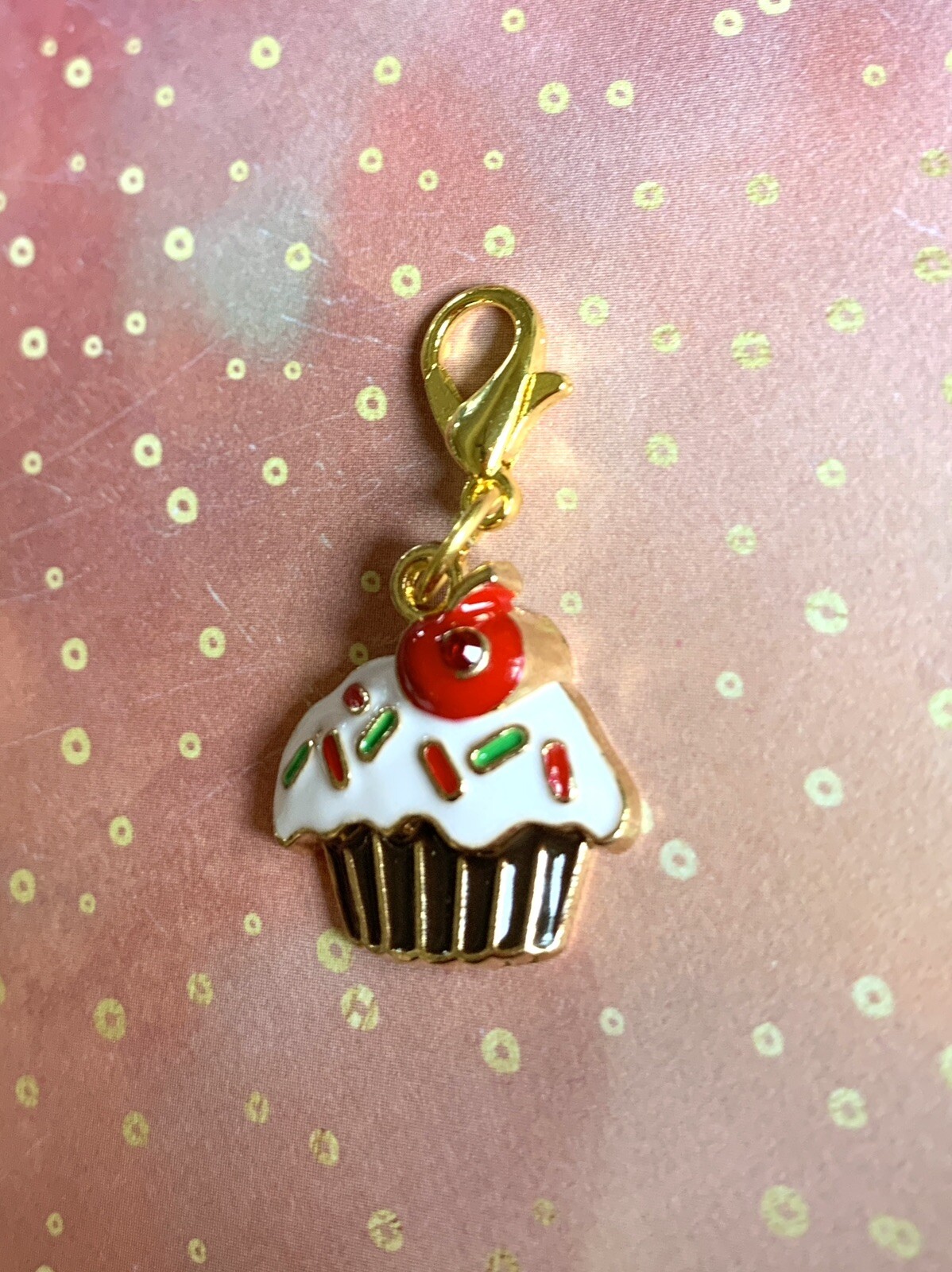CUPCAKE Clip on Charm Lobster Clasp for Jewelry, Zipper Pull, Stitch Mark-image