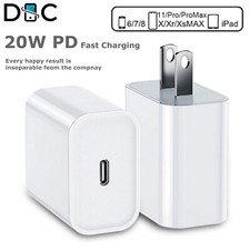 20W PD White Power Adapter USB-C Wall Charger For iPhone 15 14 13 12 11 Android