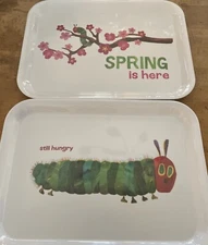 2 Godinger The World Of Eric Carle Trays ‘Spring Is Here’ ‘Still Hungry’ Plastic