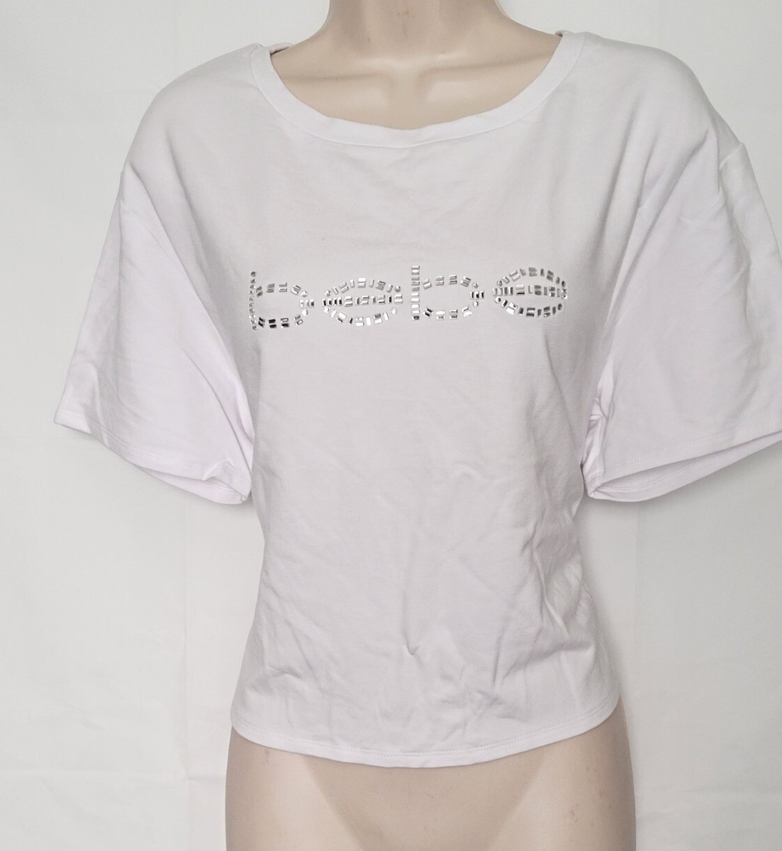 NWT Bebe SIZE XL Crystal Logo Tie Back Terry Tee Adorable, confy