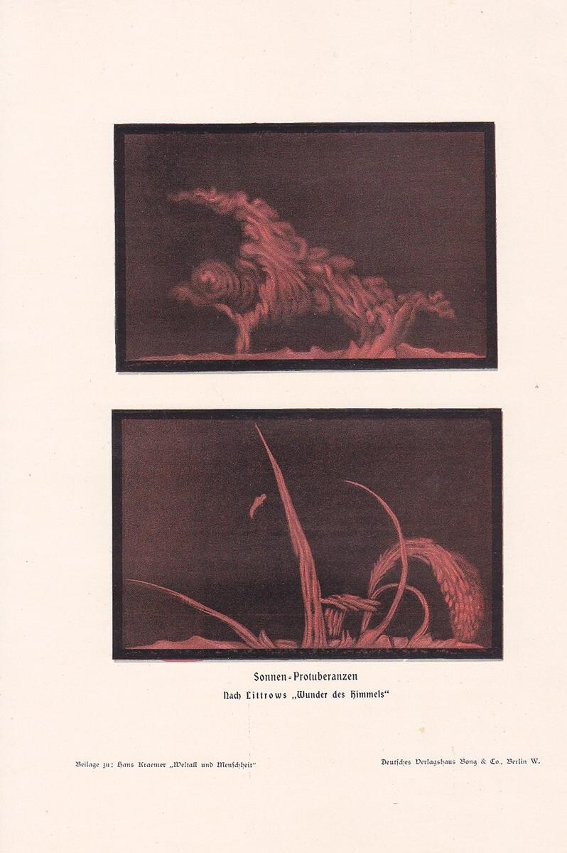 Sun prominences solar activity lithograph from 1903 | eBay UK