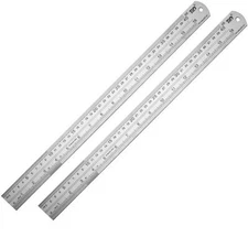 ZZTX Metal Straight Edge Ruler Set - Stainless Steel 16 Inch - Bulk 2 Pack