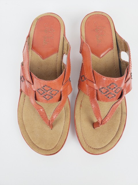 LifeStride Womens Size 7.5M Mazda Orange Coral Slip On Thong Sandals | eBay