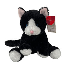 Russ Flopples Cassie Kitty Cat Plush Black White 9" Stuffed Animal Toy