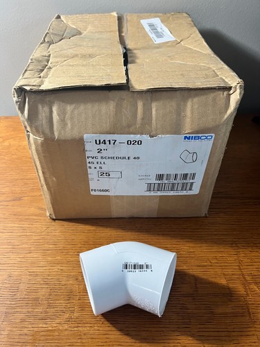 NIBCO 417020 PVC Schedule 40 Elbow 45 2 inch F01660C QTY 25
