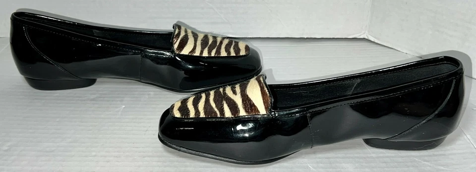 Мокасины Antonio Melani Empire черные лакированная кожа зебра мех туфли на плоской подошве 6,5 M - Изображение 3 из 4