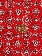 Red Bandana Print Cotton Fabric by Sevenberry, Sold by the Half Yard