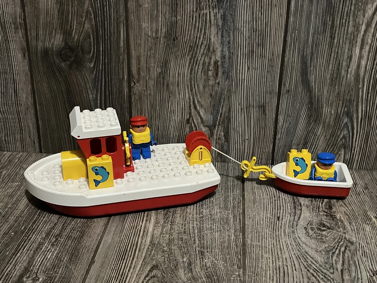 Vintage Lego Duplo Red White Tug Boat Row Boat Bath Toy Raft