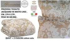 BLUMARINE quilt copriletto  + 2 cuscini arredo tessuto jacquard misto lino