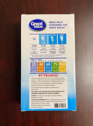 (4-Pack) Daylight Non-Dimmable Shatter Resistant LED Light Bulb ~ Last 18 Years - Picture 13 of 23