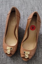 Michael Kors Womens Brown Leather Wedges Size...