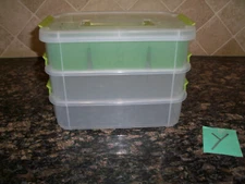 Sterilite 3 Layer Stack & Carry Divided Craft Sewing Storage Container Green