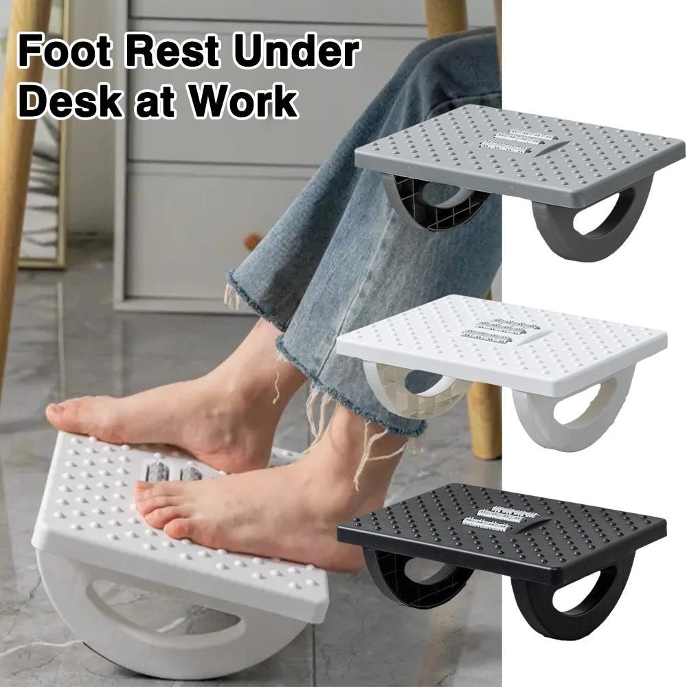 StrongTek Adjustable Under Desk Footrest, Ergonomic Foot Rest for Under  Desk with 3 Height Position, Wooden Foot Stool Under Desk with Anti-Slip