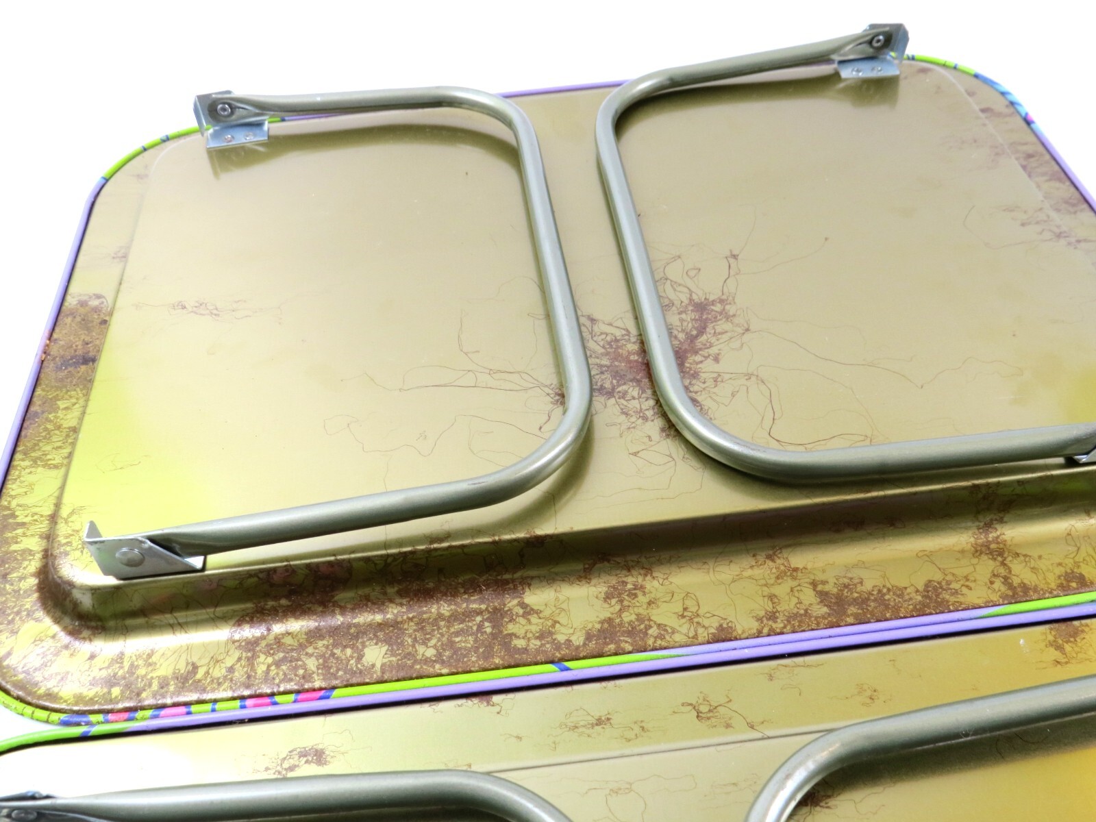 Kids Dinosaur Graphic Vintage Metal TV Lap Trays, Folding Legs, Lot of