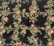 Cranston Fabric Garden Roses Trellis Vines Floral Bouquets Fabric 2- 1/2 Yards