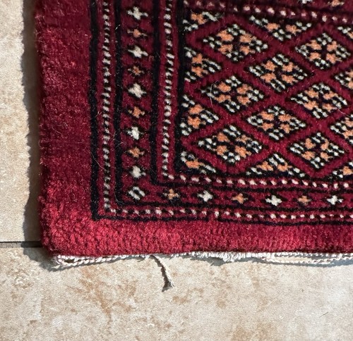 Vintage Red Bokhara Turkoman Handmade 75”x 50.2” All Over Design Rug - Picture 6 of 23