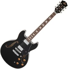 AriaProII TA-200 BK Semi-Acoustic Type Electric Guitar Black with Gig Bag