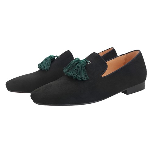 Merlutti Black Loafer Big Green Tassel Wedding Prom Shoes - Picture 2 of 6