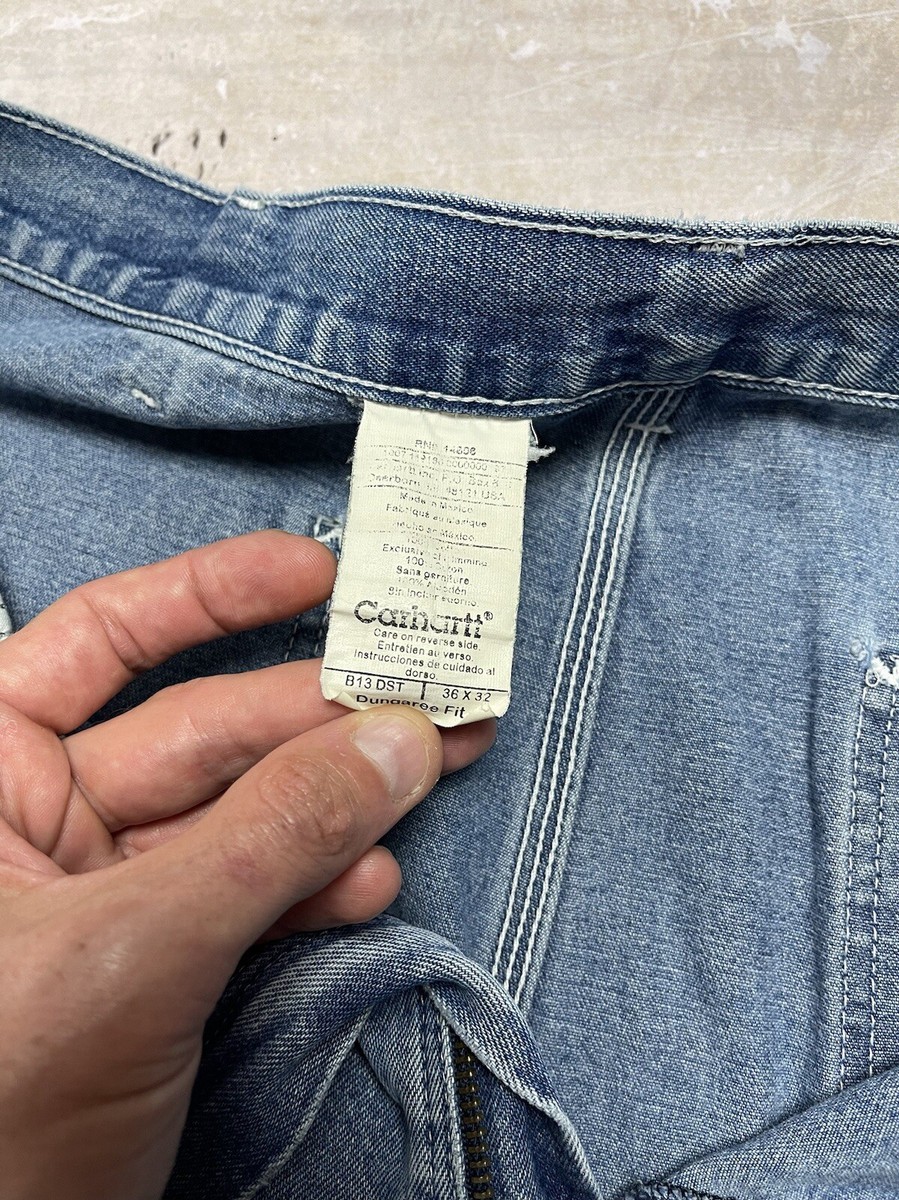 Vintage Carhartt B13 DST Carpenter Denim Jeans DUNGAREE fit 38x22