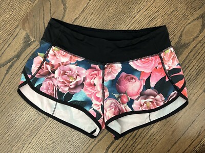 Lululemon Run Speed Shorts 4 XS Black Secret Garden Floral 2.5'' Inseam EUC