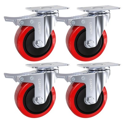 4x Schwerlast 100 mm/4 '' Gummi Lenkrolle Rollen Trolley Möbelrolle