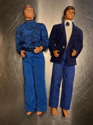 #ad Vintage 1968 Barbie 2 Ken Dolls Mattel With Bag Of Ken Clothing. Preloved $100.00