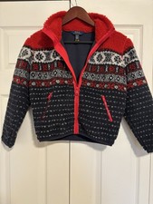 Polo Ralph Lauren Kids Fair Isle Teddy Fleece Light Jacket M 8-10 Blue Red