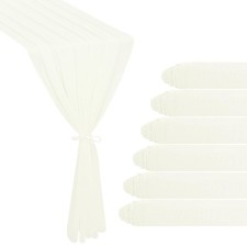 6 Pack 10Ft Ivory Chiffon Table Runner 29x120 Inches Sheer Fabric for Wedding