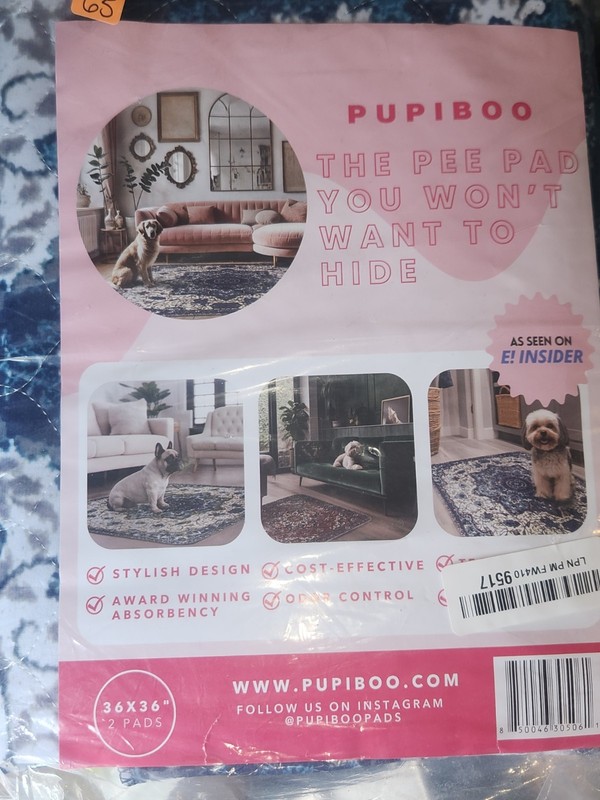 PUPIBOO Washable Reusable Dog Pee Pads 36x36 2-Pack Stylish Decorative Potty Rug