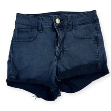 American Eagle Black Hi-Rise Shortie Cuffed Denim Shorts Size 4 High Rise Grunge
