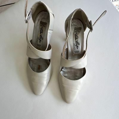 Clara Relke Design Damen Pumps Leder Weiß spitz Riemen Schnalle EU 38