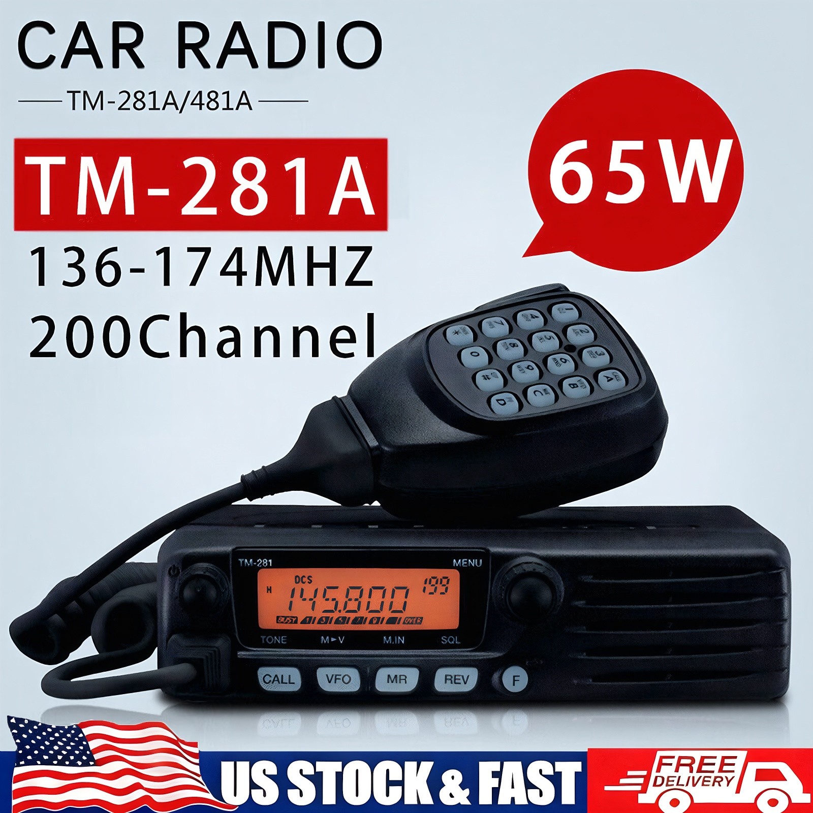 TM-281A 65W FM Transceiver Mobile Radio Car Radio Station 136-174MHZ 10-50KM New. Available Now for $129.99