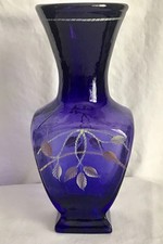 VINTAGE FENTON ART GLASS AMETHYST PURPLE HAND PAINTED VASE