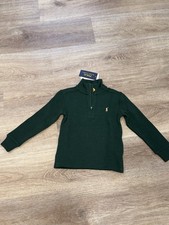 Polo Ralph Lauren Sweater Kids 4 Green French Rib Quarter Zip Pullover New Nwt