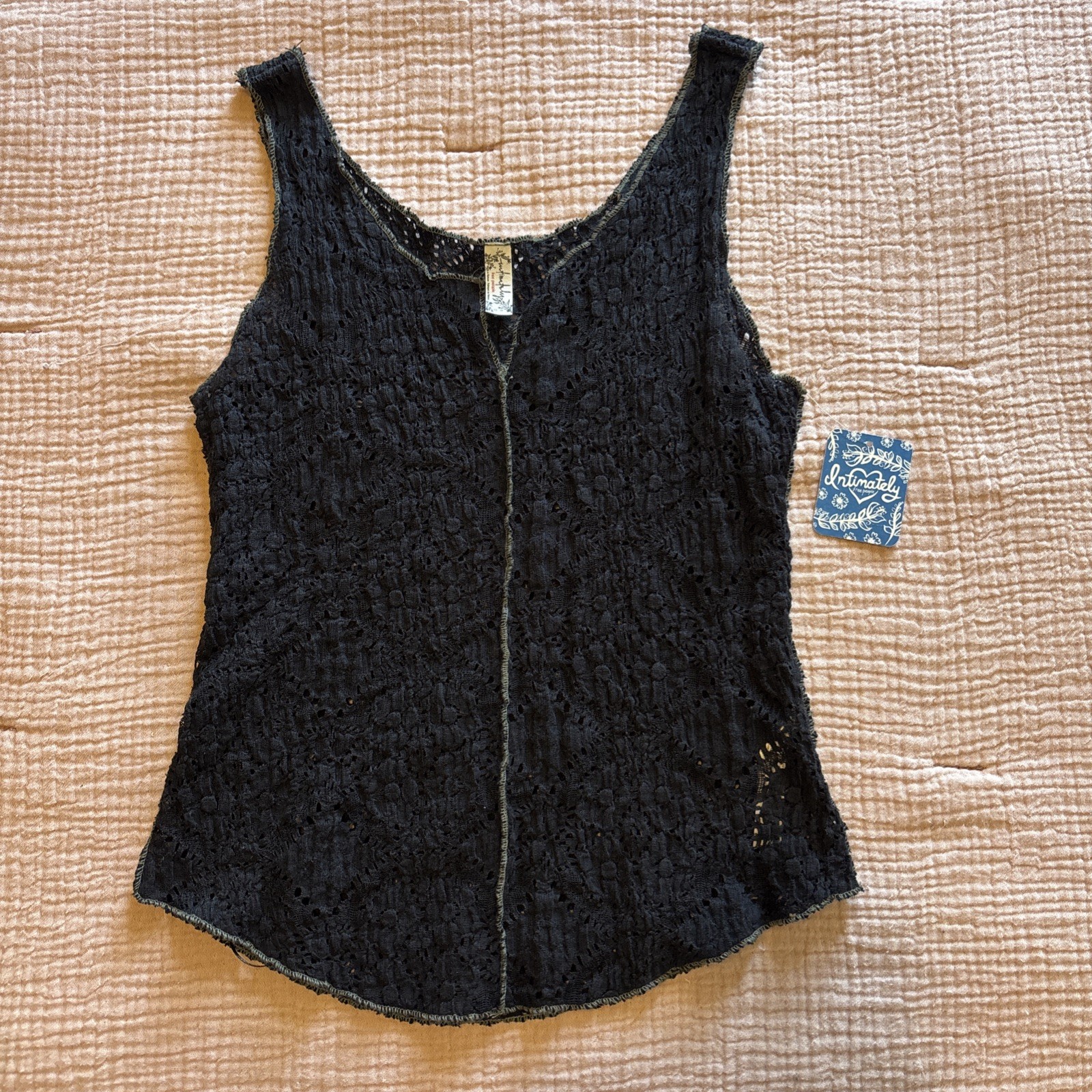 Free People Pucker Lace Notch Cami Top  Size XS Intimately Free People