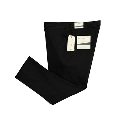Perry Ellis Portfolio Pants Men's 36''x29'' Slim Fit Dress Pant Solid Black NWT