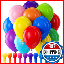 Bezente Assorted Rainbow Latex Balloons, 100 Pack 12 inch Round Helium Bright Co