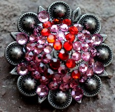 4 Conchos Rhinestone CRYSTALS Bling Horse Saddle Western Berry Pink CO114