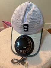 Solar Fan Cooling Cap USB Rechargeable Breathable Mesh Hat Adjustable WhiteDes