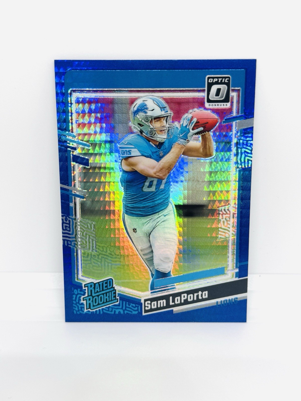 2023 Donruss Optic SAM LAPORTA Rookie Blue Hyper Prizm Detroit Lions RC #237