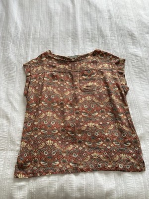Next William Morris rot blau Blumen Bluse Top Gr. 16 Kurzarm leicht