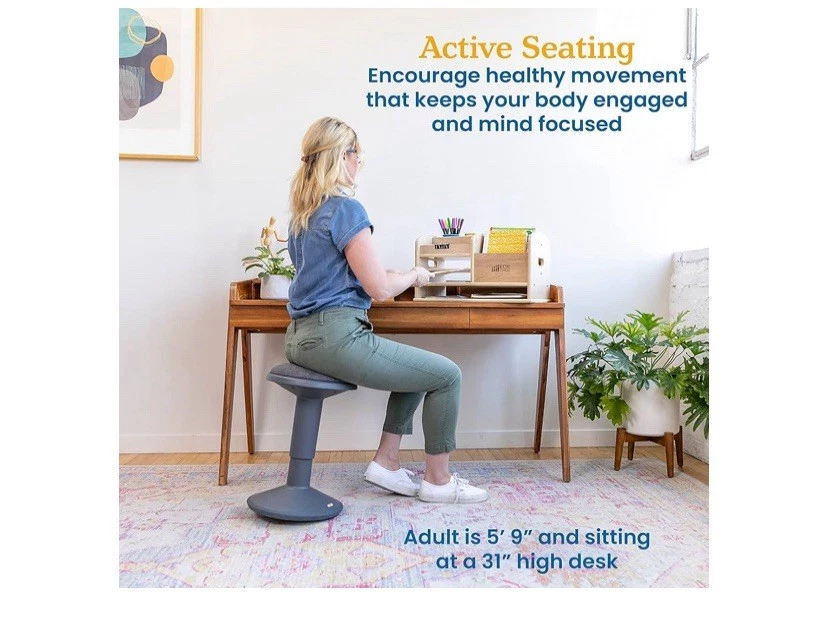 ECR4Kids Sitwell Adjustable  Wobble Stool With Cushion (Grey) - Image 4 of 4