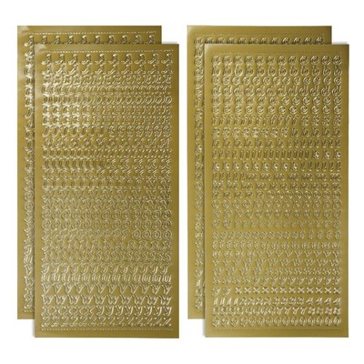 English Number Stickers Gold Uppercase Lowercase Alphabet Small 4 Sheets YS-045