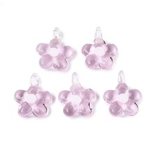 10pcs Handmade Lampwork Glass Flower Charms Plum Pearl Pink Blossom Pendants DIY