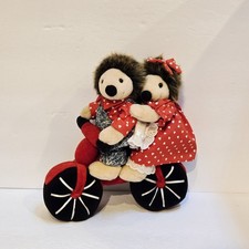 Vintage RUSS Willy and Willa Plush Stuffed Animals Hedgehogs On Bike 1990s