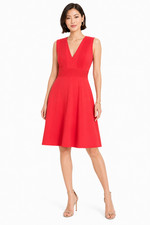 Eliza J Pintuck Fit & Flare Dress Size 8 Coral