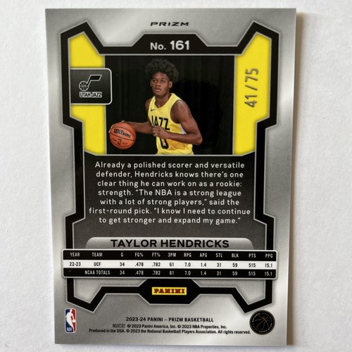 2023 Panini Prizm Taylor Hendricks Purple Fast Break #161 RC /75 Utah Jazz - Picture 7 of 13