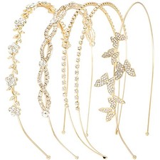 4 Pack Rhinestone Headbands Women Gold Metal Gold band  silver rhinestones